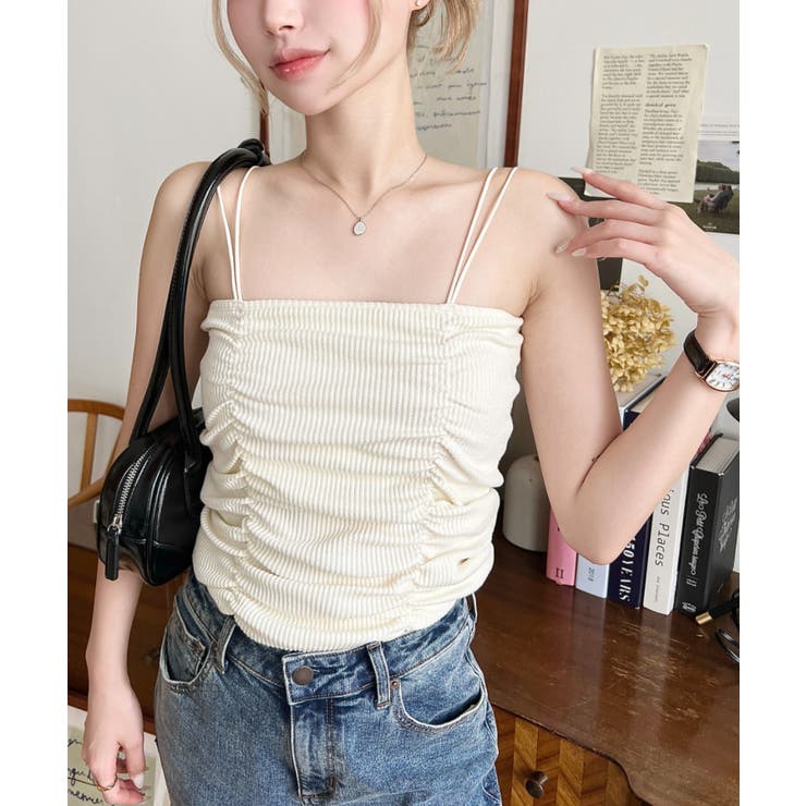 TCカットテレコリブシャーリングダブルストラップキャミソール | moment+ | 詳細画像13 