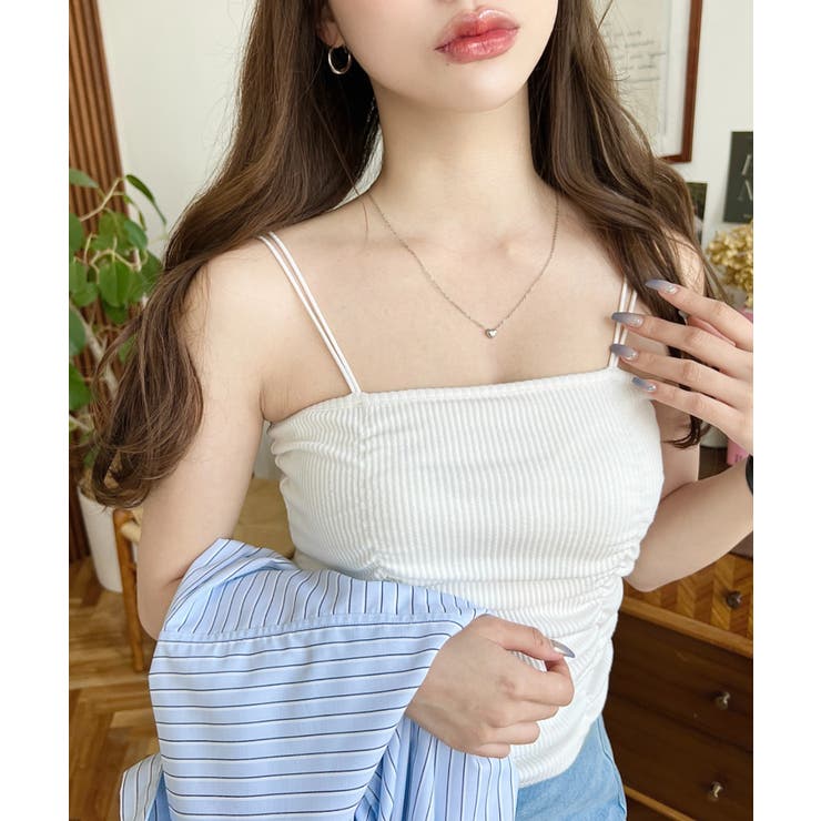 TCカットテレコリブシャーリングダブルストラップキャミソール | moment+ | 詳細画像2 