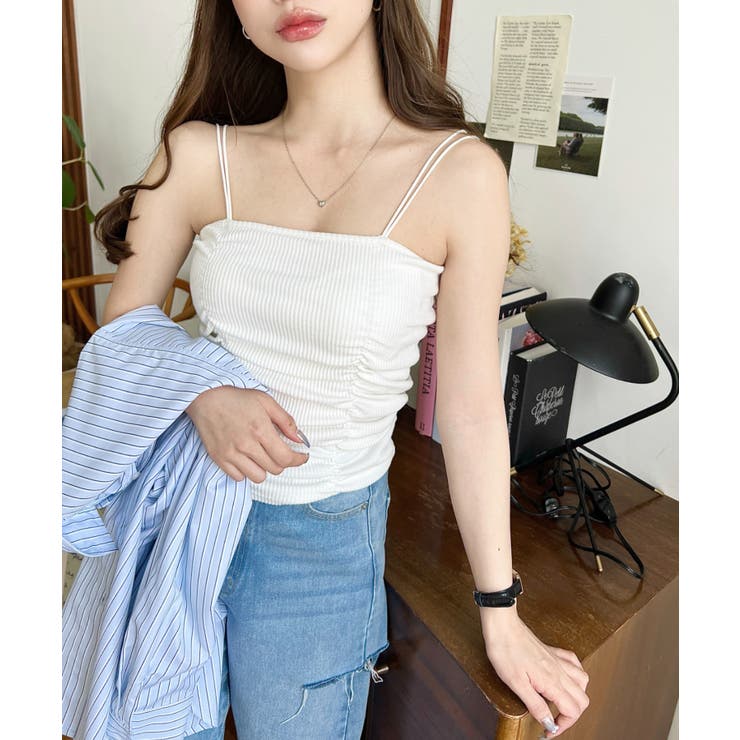 TCカットテレコリブシャーリングダブルストラップキャミソール | moment+ | 詳細画像3 