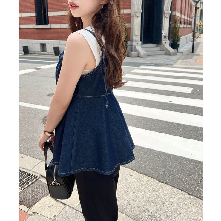 ライトオンスデニムダブルジップペプラムキャミ | moment+ | 詳細画像10 