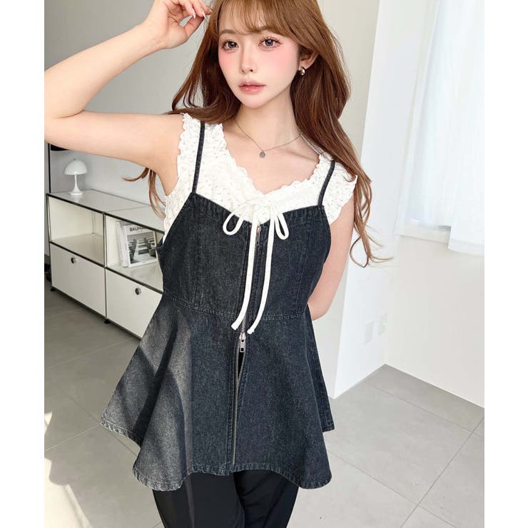 ライトオンスデニムダブルジップペプラムキャミ | moment+ | 詳細画像12 