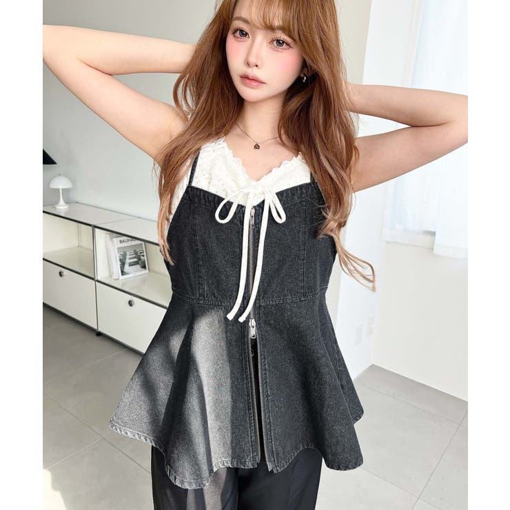 ライトオンスデニムダブルジップペプラムキャミ | moment+ | 詳細画像13 