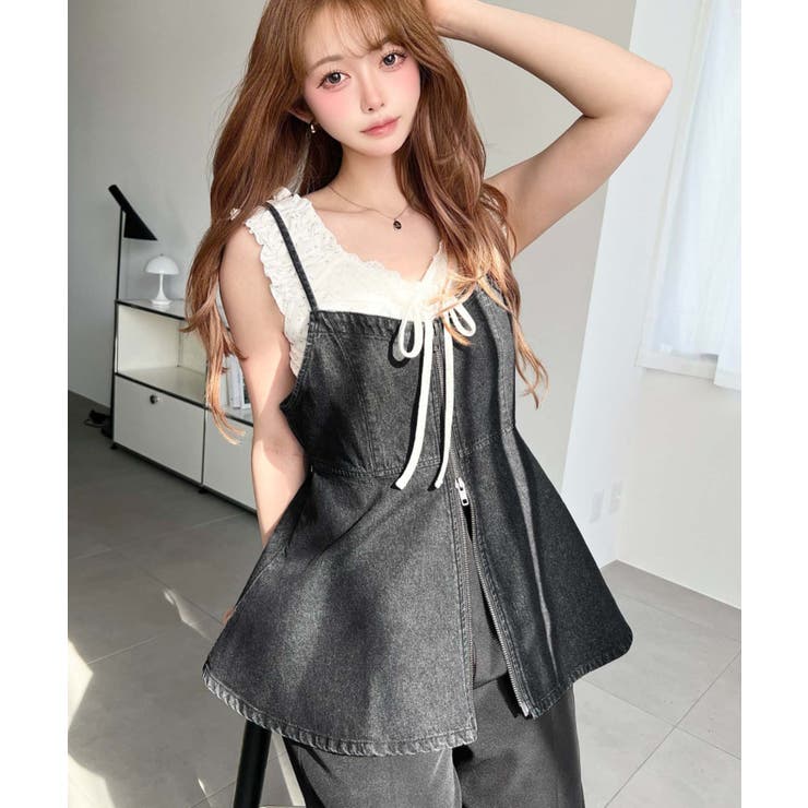 ライトオンスデニムダブルジップペプラムキャミ | moment+ | 詳細画像16 