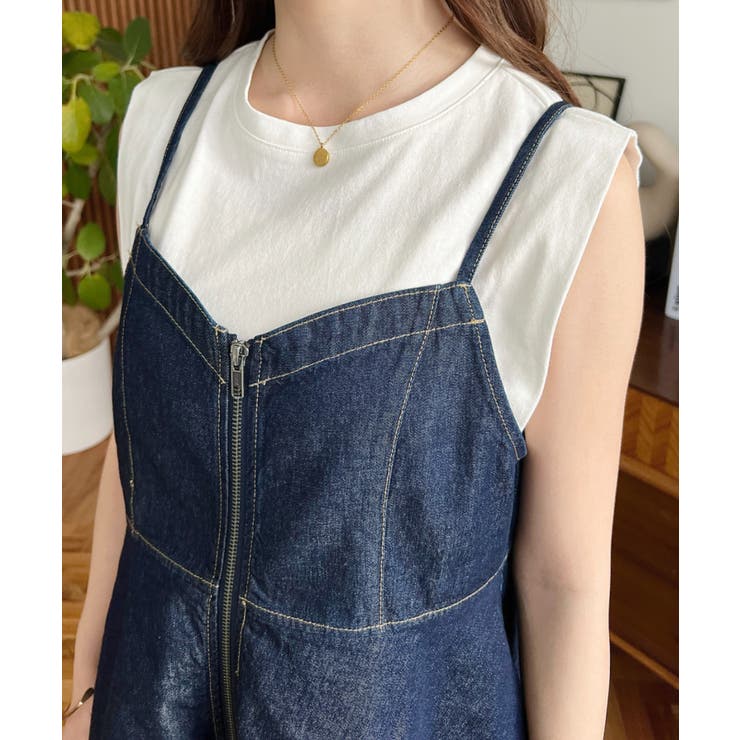 ライトオンスデニムダブルジップペプラムキャミ | moment+ | 詳細画像6 