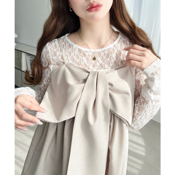 グレイッシュベージュ | ビックリボンキャミビスチェ | moment+