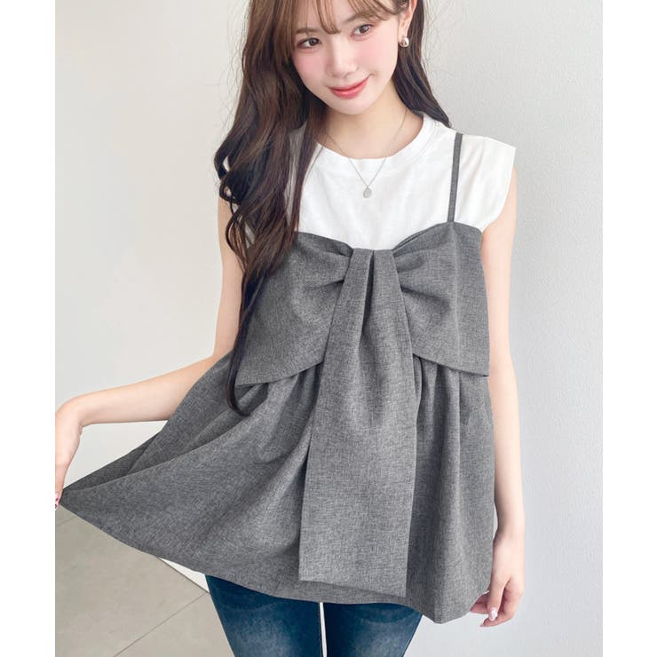 チャコールグレー | ビックリボンキャミビスチェ | moment+