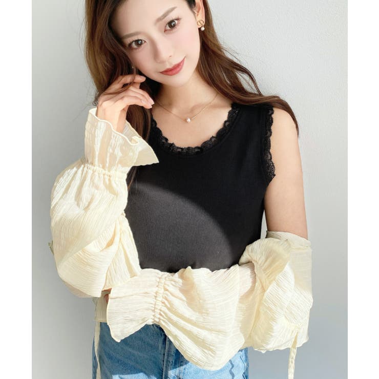 ドットプリント＆無地テレコリブレースタンクトップ | moment+ | 詳細画像14 