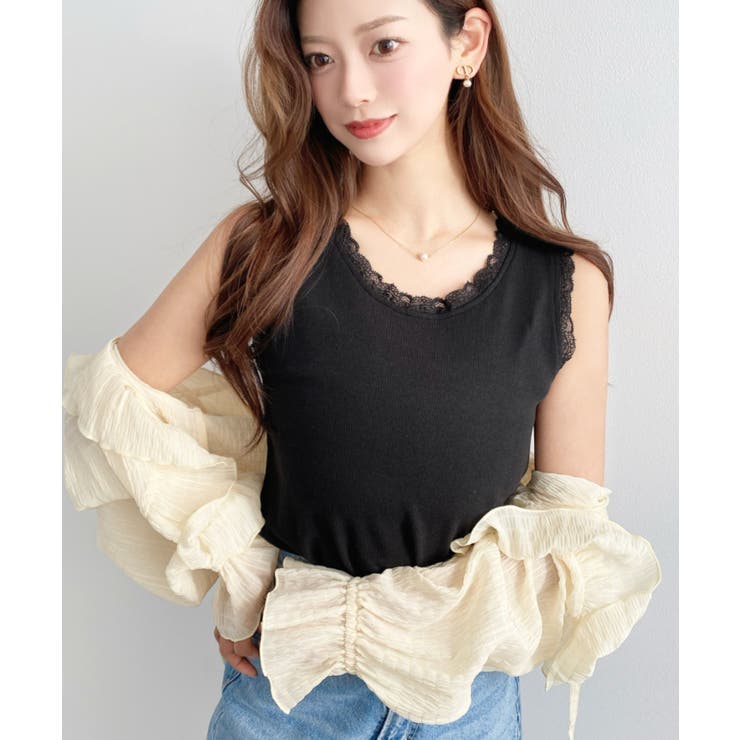 ドットプリント＆無地テレコリブレースタンクトップ | moment+ | 詳細画像15 