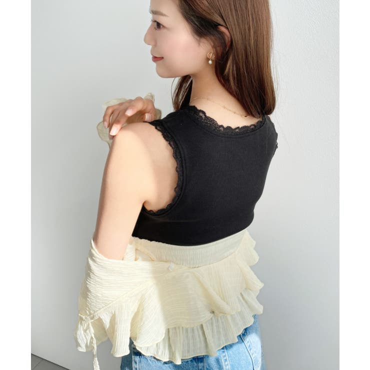 ドットプリント＆無地テレコリブレースタンクトップ | moment+ | 詳細画像16 