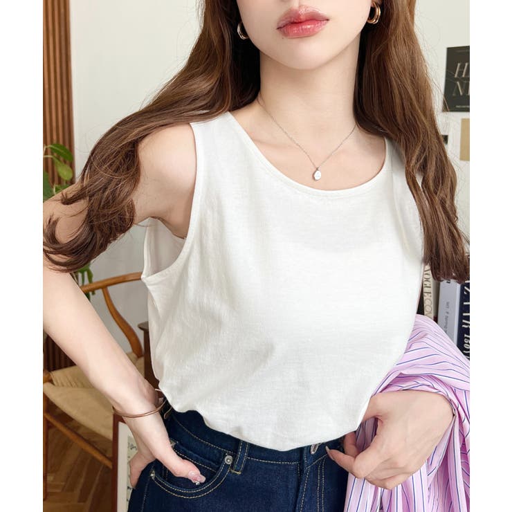 無地＆ボーダーラウンドヘムタンクトップ | moment+ | 詳細画像2 