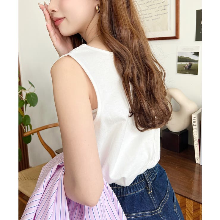 無地＆ボーダーラウンドヘムタンクトップ | moment+ | 詳細画像3 