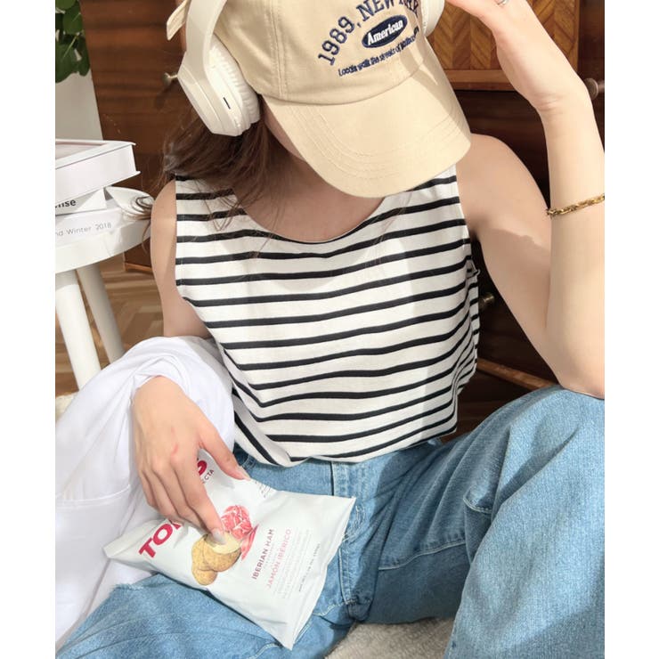 無地＆ボーダーラウンドヘムタンクトップ | moment+ | 詳細画像34 