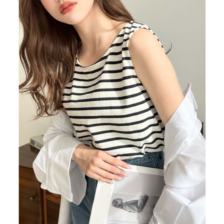 無地＆ボーダーラウンドヘムタンクトップ | moment+ | 詳細画像37 