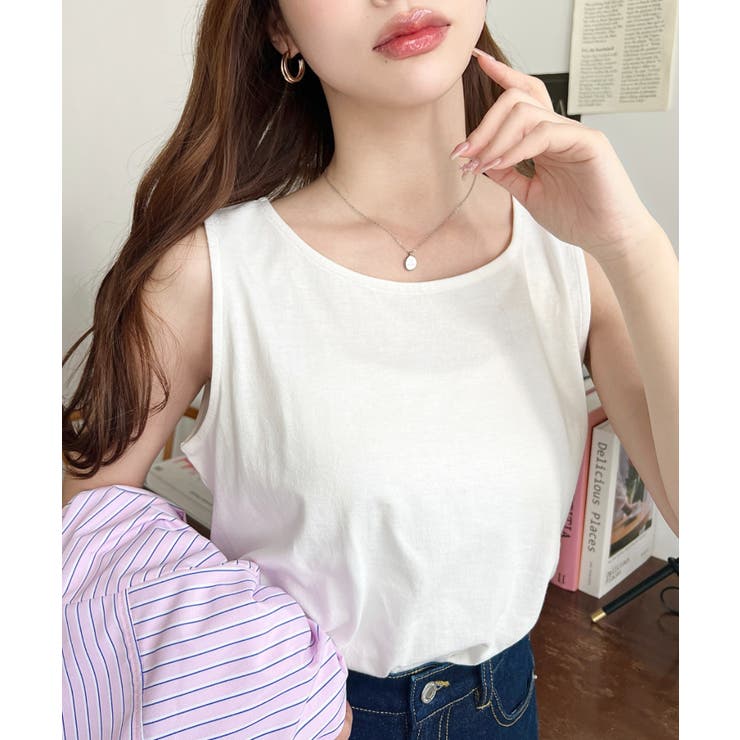 無地＆ボーダーラウンドヘムタンクトップ | moment+ | 詳細画像4 