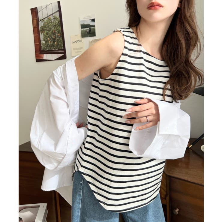 無地＆ボーダーラウンドヘムタンクトップ | moment+ | 詳細画像41 