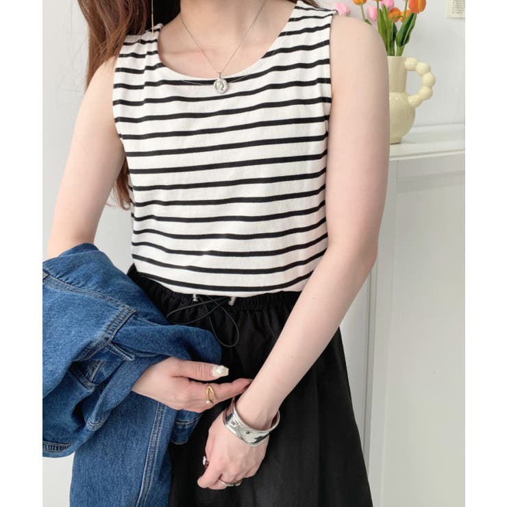 無地＆ボーダーラウンドヘムタンクトップ | moment+ | 詳細画像45 