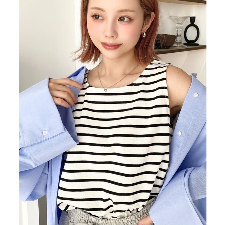 無地＆ボーダーラウンドヘムタンクトップ | moment+ | 詳細画像48 