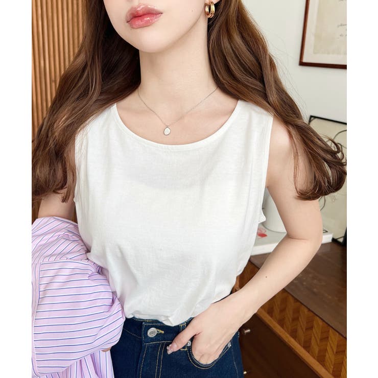 無地＆ボーダーラウンドヘムタンクトップ | moment+ | 詳細画像5 