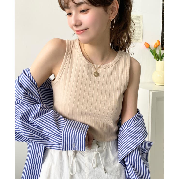 綿100％ワイドリブ.クルーネックタンクトップ | moment+ | 詳細画像13 