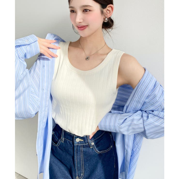 綿100％ワイドリブ.クルーネックタンクトップ | moment+ | 詳細画像14 