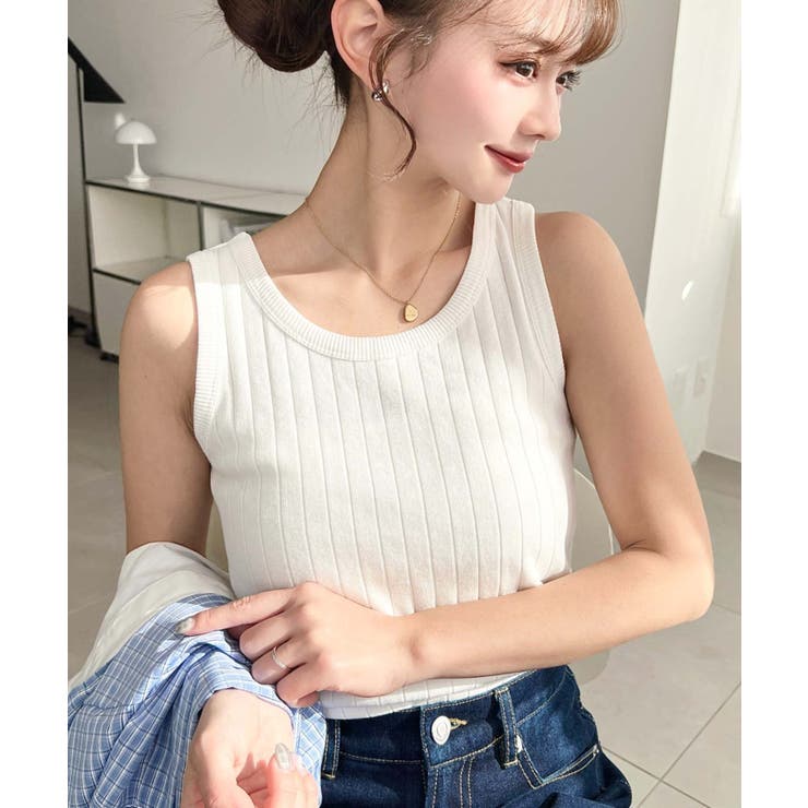 綿100％ワイドリブ.クルーネックタンクトップ | moment+ | 詳細画像2 