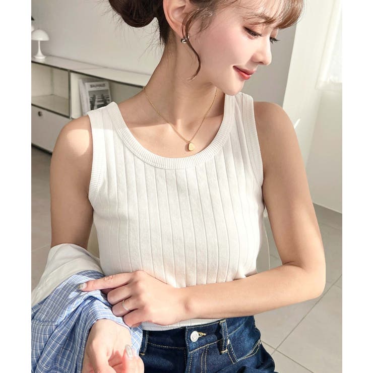 綿100％ワイドリブ.クルーネックタンクトップ | moment+ | 詳細画像3 