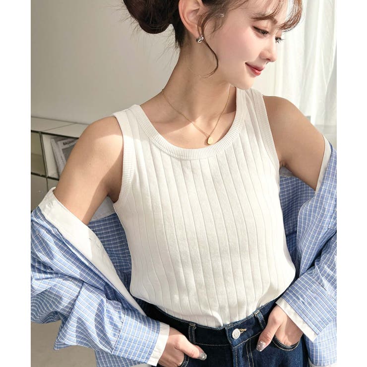 綿100％ワイドリブ.クルーネックタンクトップ | moment+ | 詳細画像4 