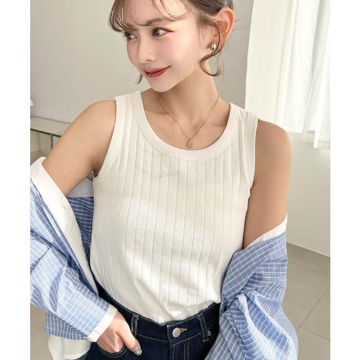 綿100％ワイドリブ.クルーネックタンクトップ | moment+ | 詳細画像5 