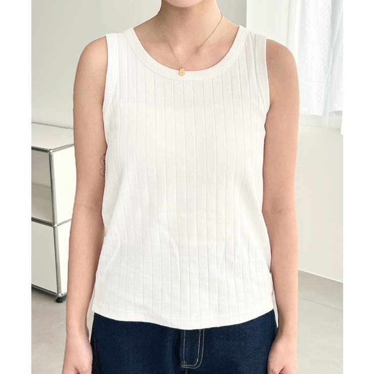 綿100％ワイドリブ.クルーネックタンクトップ | moment+ | 詳細画像7 