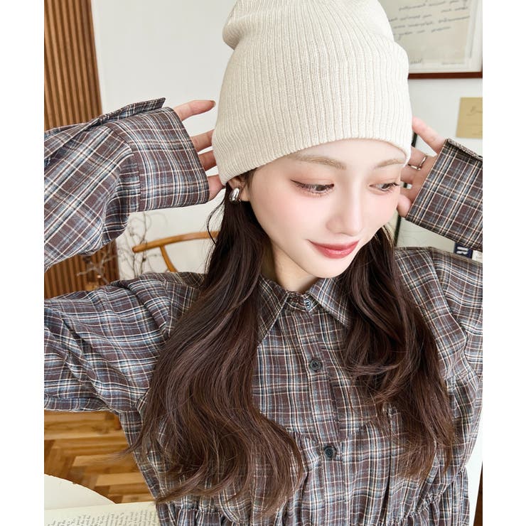 アイボリー | リブ編みニット帽 | moment+