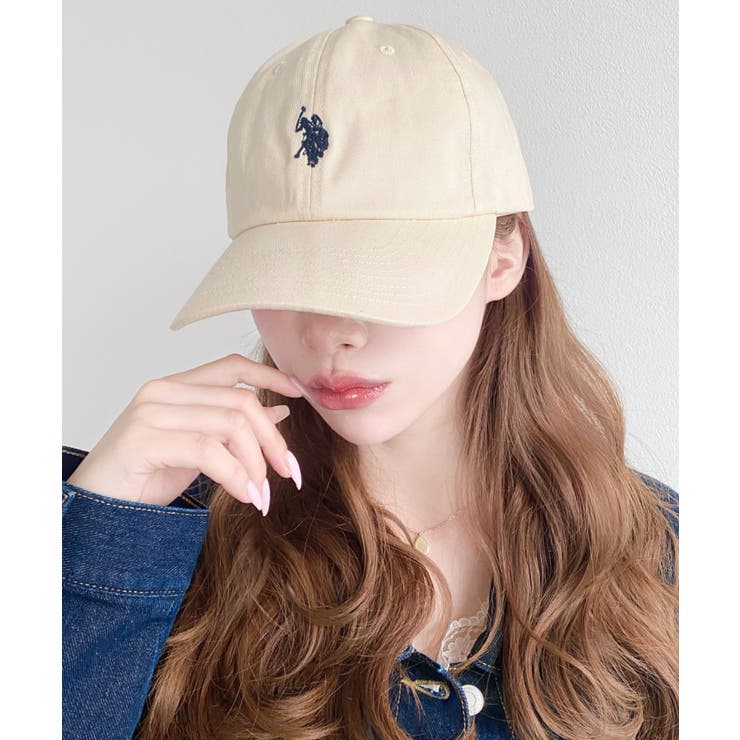 アイボリー | U.S.POLO ASSN. ワンポイントロゴ刺繍キャップ | moment+