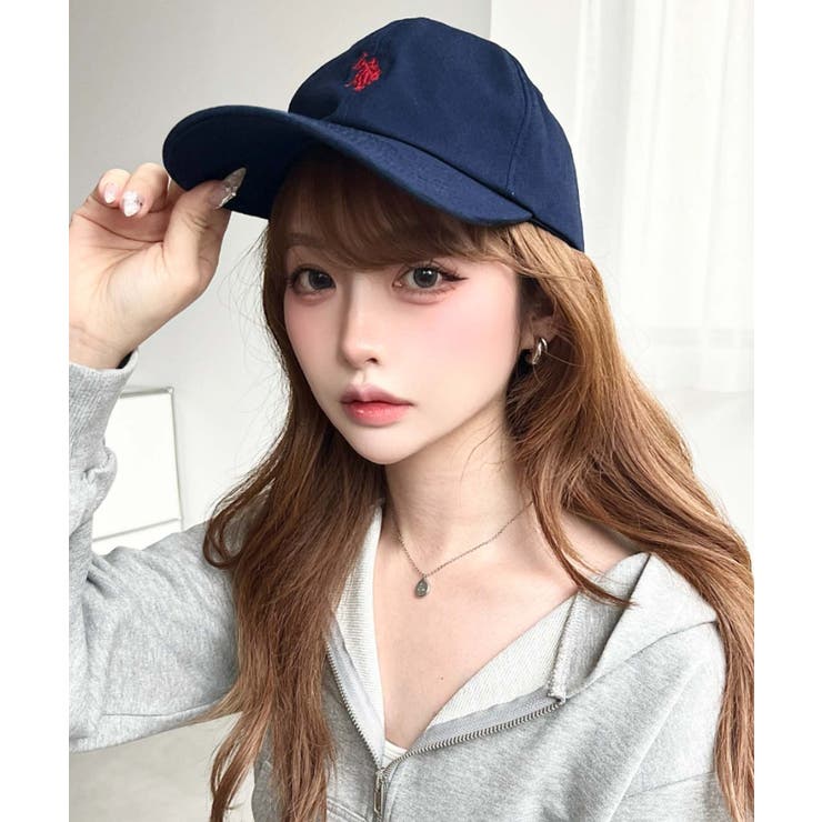 ネイビー | U.S.POLO ASSN. ワンポイントロゴ刺繍キャップ | moment+