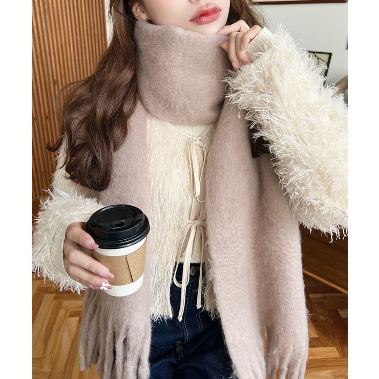 34色展開ボリュームフリンジマフラー[品番：ERMW0004078]｜moment+