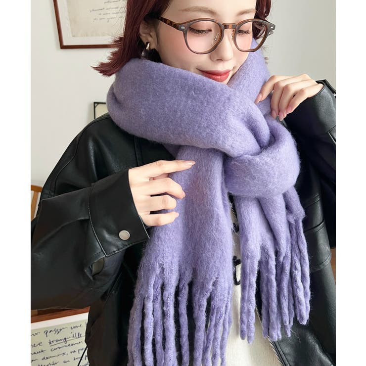 34色展開ボリュームフリンジマフラー[品番：ERMW0004078]｜moment+