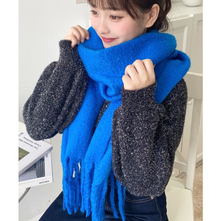 ターコイズブルー | 34色展開ボリュームフリンジマフラー | moment+