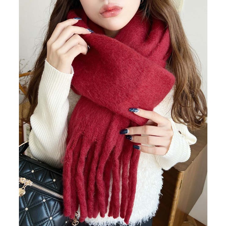 レッド系その他 | 34色展開ボリュームフリンジマフラー | moment+