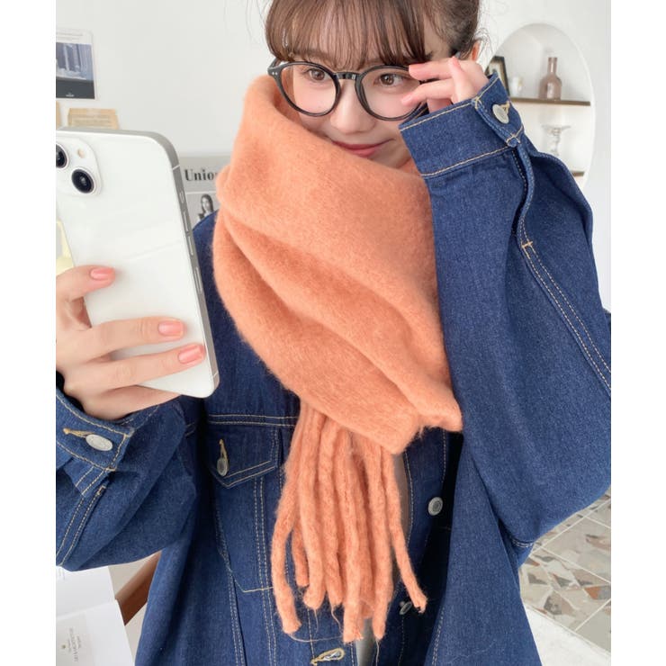 オレンジ系その他 | 34色展開ボリュームフリンジマフラー | moment+