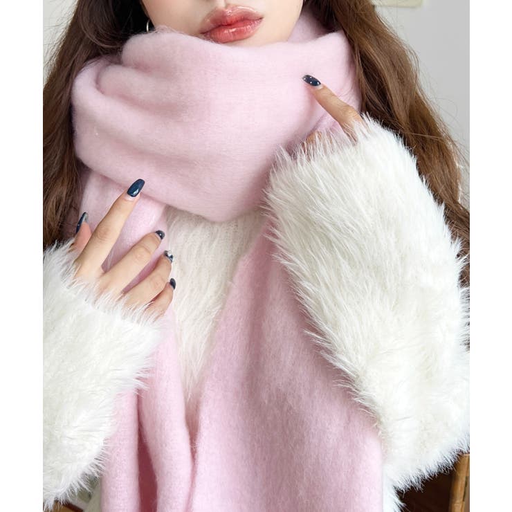 ピンク系その他 | 34色展開ボリュームフリンジマフラー | moment+