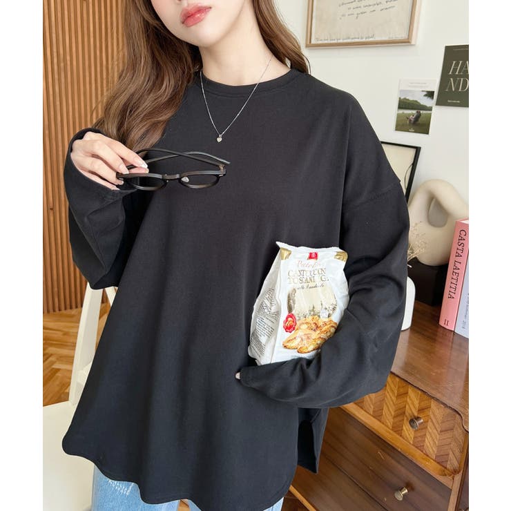 綿100％無地＆ボーダー.オーバーサイズロングスリーブTシャツ | moment+ | 詳細画像10 