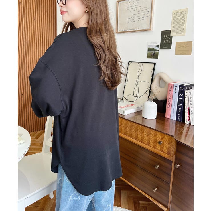 綿100％無地＆ボーダー.オーバーサイズロングスリーブTシャツ | moment+ | 詳細画像11 