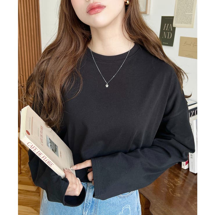 綿100％無地＆ボーダー.オーバーサイズロングスリーブTシャツ | moment+ | 詳細画像12 