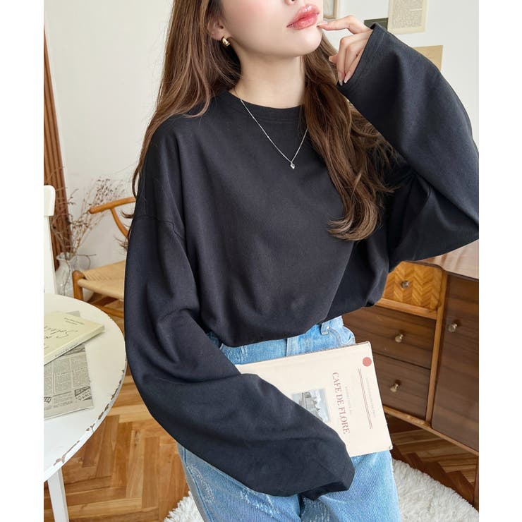 綿100％無地＆ボーダー.オーバーサイズロングスリーブTシャツ | moment+ | 詳細画像13 