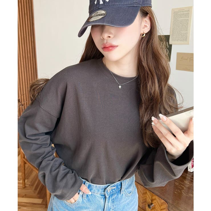 綿100％無地＆ボーダー.オーバーサイズロングスリーブTシャツ | moment+ | 詳細画像16 