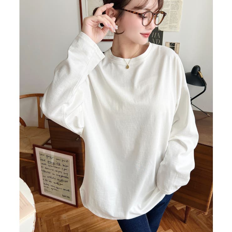 綿100％無地＆ボーダー.オーバーサイズロングスリーブTシャツ | moment+ | 詳細画像2 