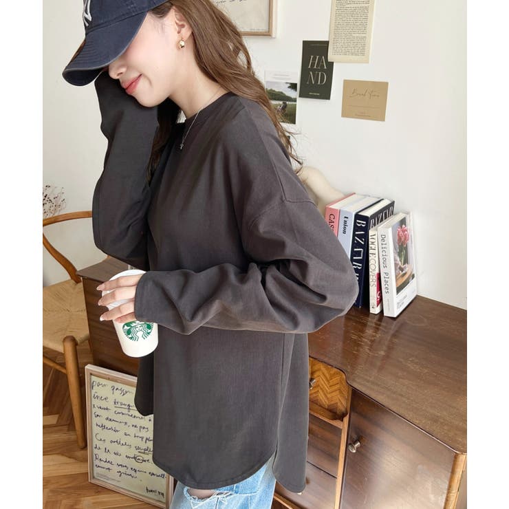 綿100％無地＆ボーダー.オーバーサイズロングスリーブTシャツ | moment+ | 詳細画像21 