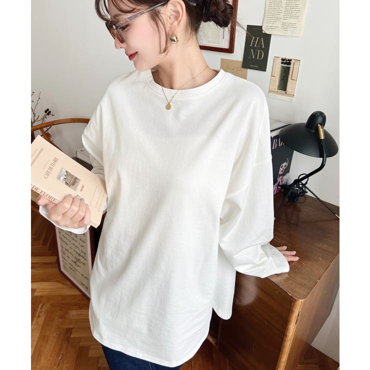 綿100％無地＆ボーダー.オーバーサイズロングスリーブTシャツ | moment+ | 詳細画像3 