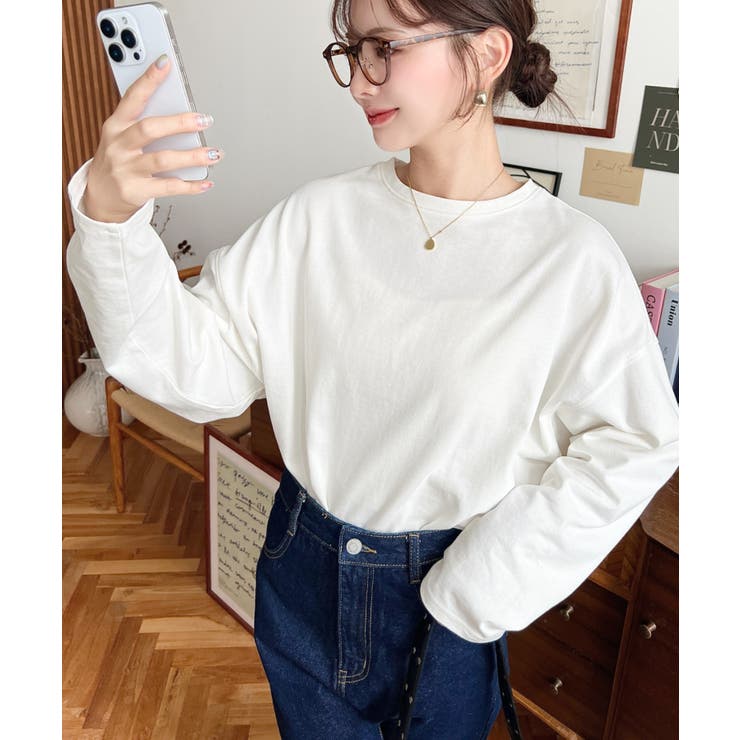 綿100％無地＆ボーダー.オーバーサイズロングスリーブTシャツ | moment+ | 詳細画像4 