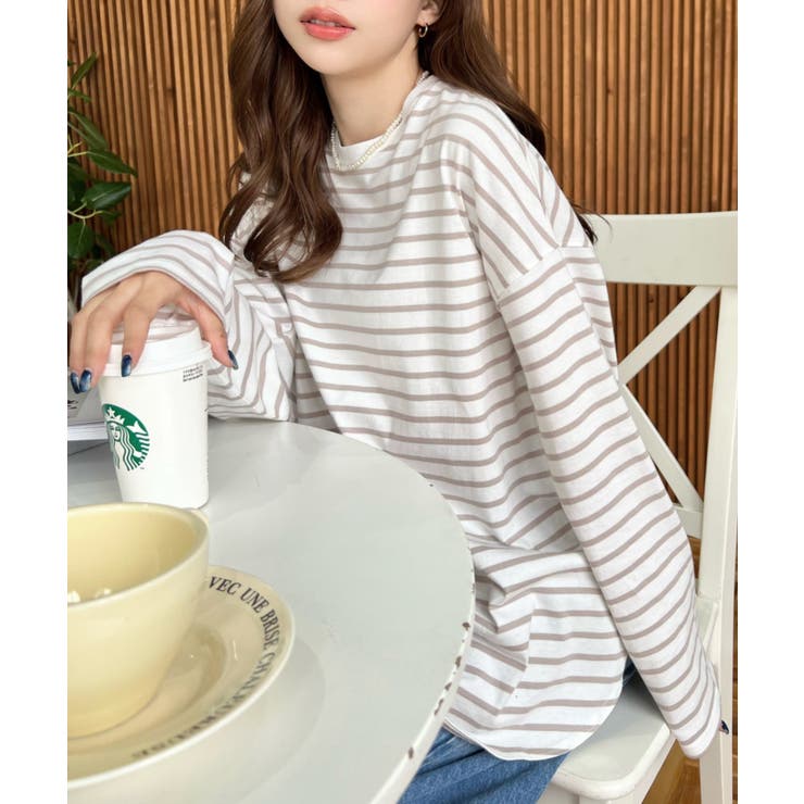 綿100％無地＆ボーダー.オーバーサイズロングスリーブTシャツ | moment+ | 詳細画像57 
