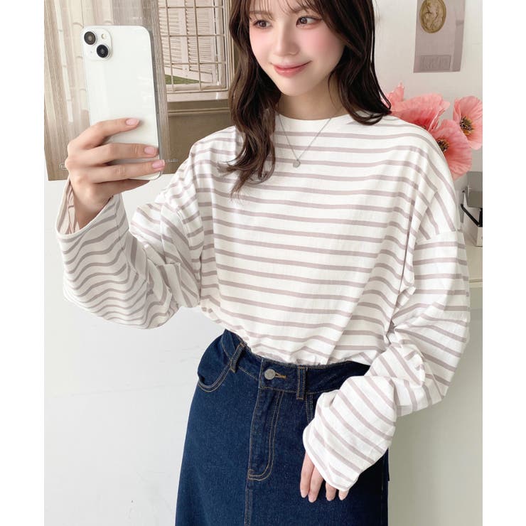 綿100％無地＆ボーダー.オーバーサイズロングスリーブTシャツ | moment+ | 詳細画像60 