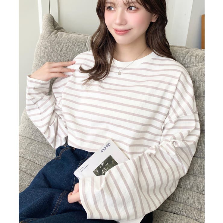 綿100％無地＆ボーダー.オーバーサイズロングスリーブTシャツ | moment+ | 詳細画像62 